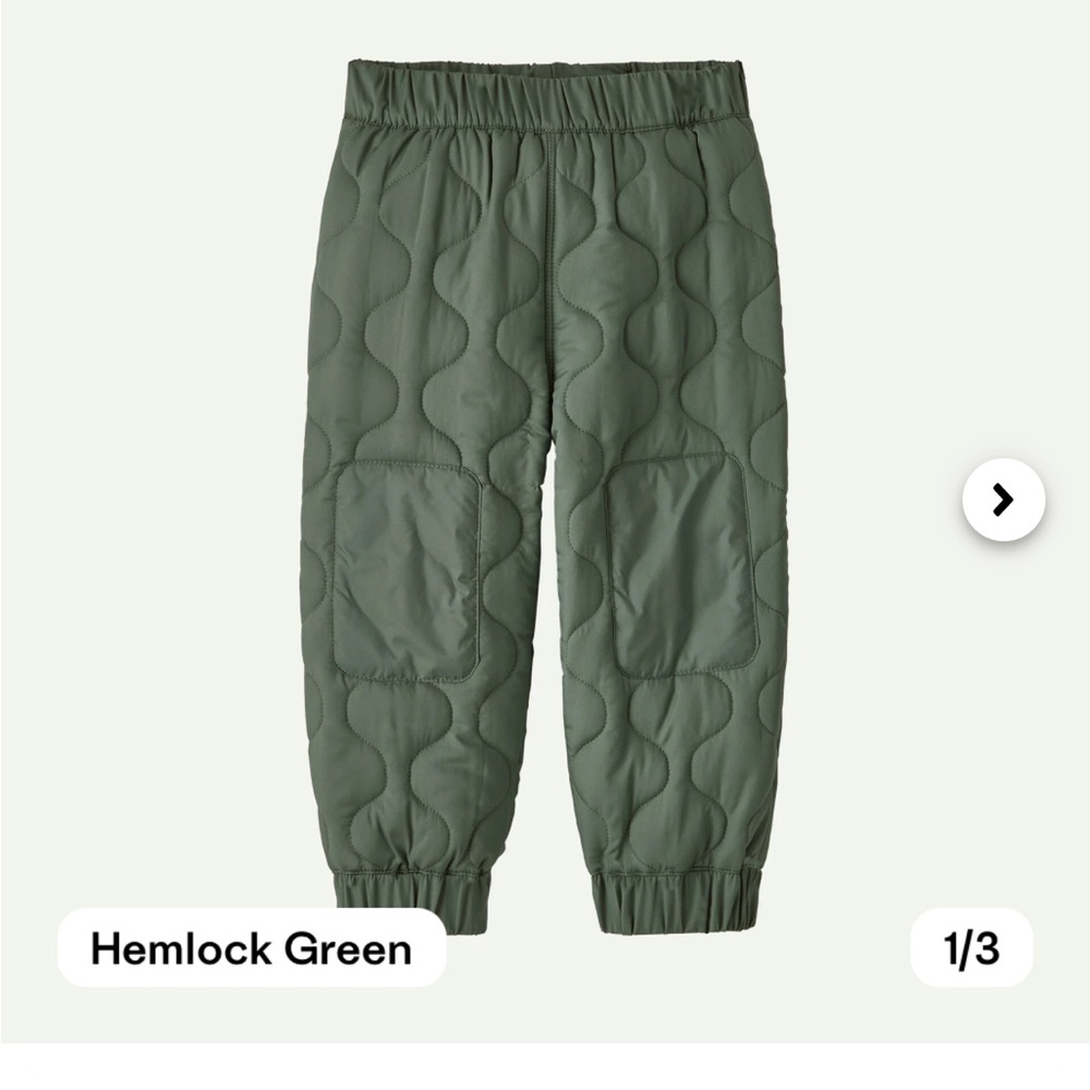 Patagonia Green Quilted Puff Joggers